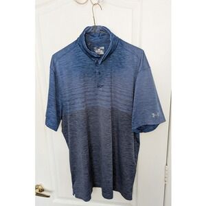 Under Armour Mens XL HeatGear Loose Fit Polo Shirt Blue Space Dye Short Sleeve